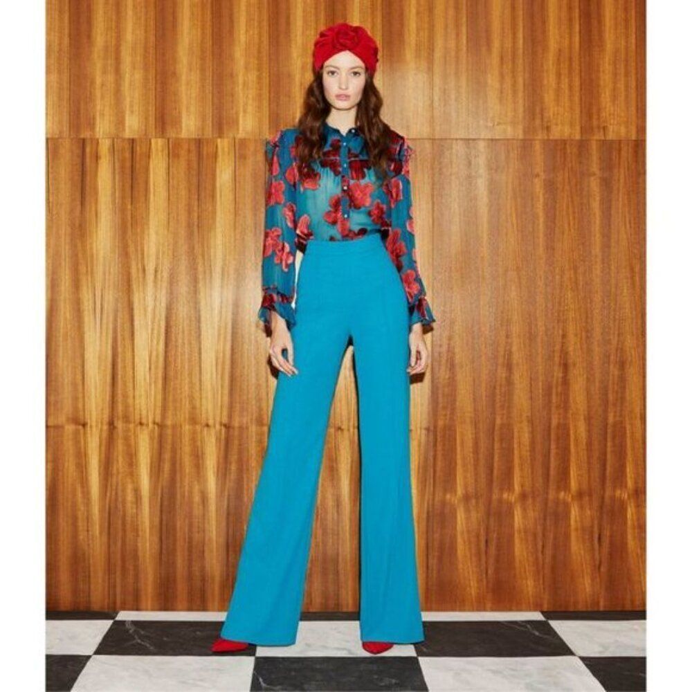 Alice + Olivia Turquoise Wide Leg Pants - Picture 9 of 9